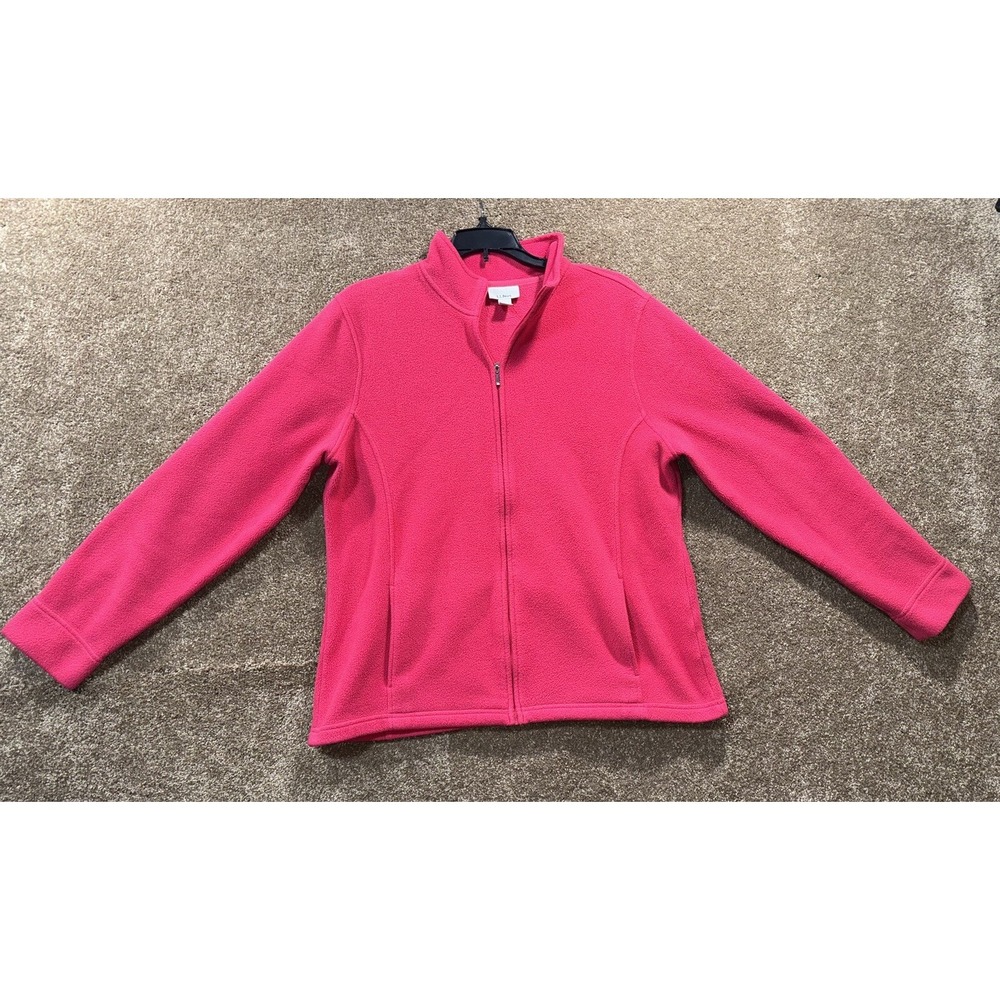 LL Bean Jacket Womens Large Pink Long Sleeve Full Zip‎ Fleece